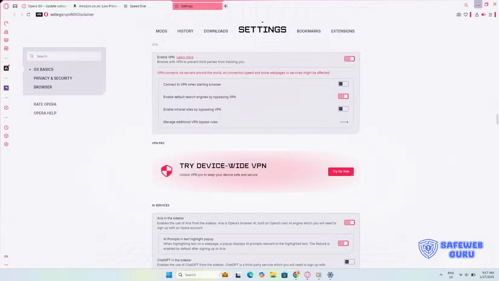 opera gx vpn
